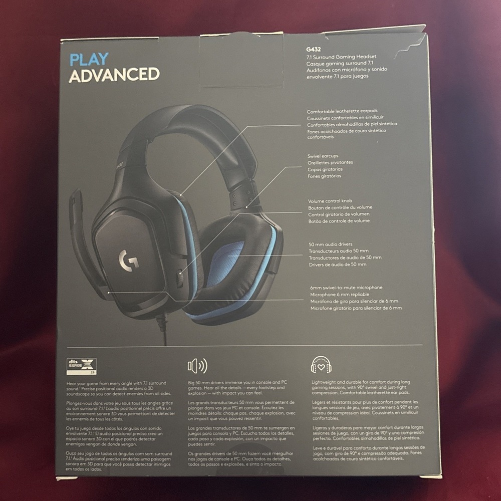 Logitech Gaming Headset OS Black G432 7.1 Surround Sound Wired 3.5mm Jack - Picture 2 of 8